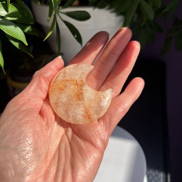 Fire Quartz Crystal Crescent Moon‎ (3) - Picture 2 of 11